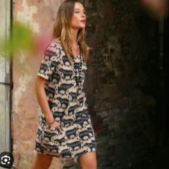 Maeve by Anthropologie Polar Bear Mini Shift Dress with Pockets Size 2 EUC - Picture 2 of 13